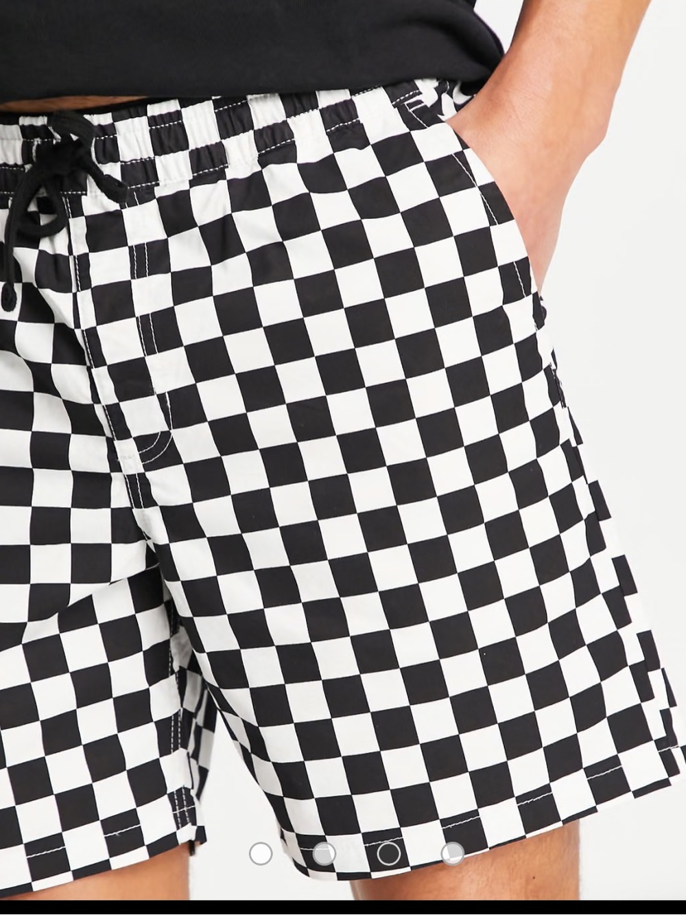 Vans XL Men’s Black & White Checkerboard Drawstring Shorts
